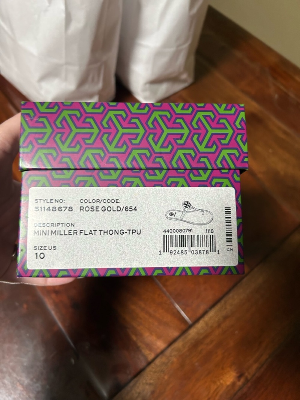 Tory Burch Metallic Tan Logo Thong Sandals with Gold Medallion - Picture 2 of 4